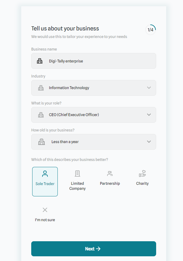 Onboarding page screenshot1